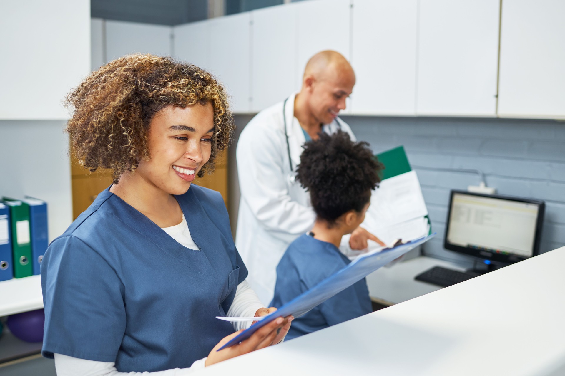 Team of Medical Professionals Collaborating in a Clinical Environment